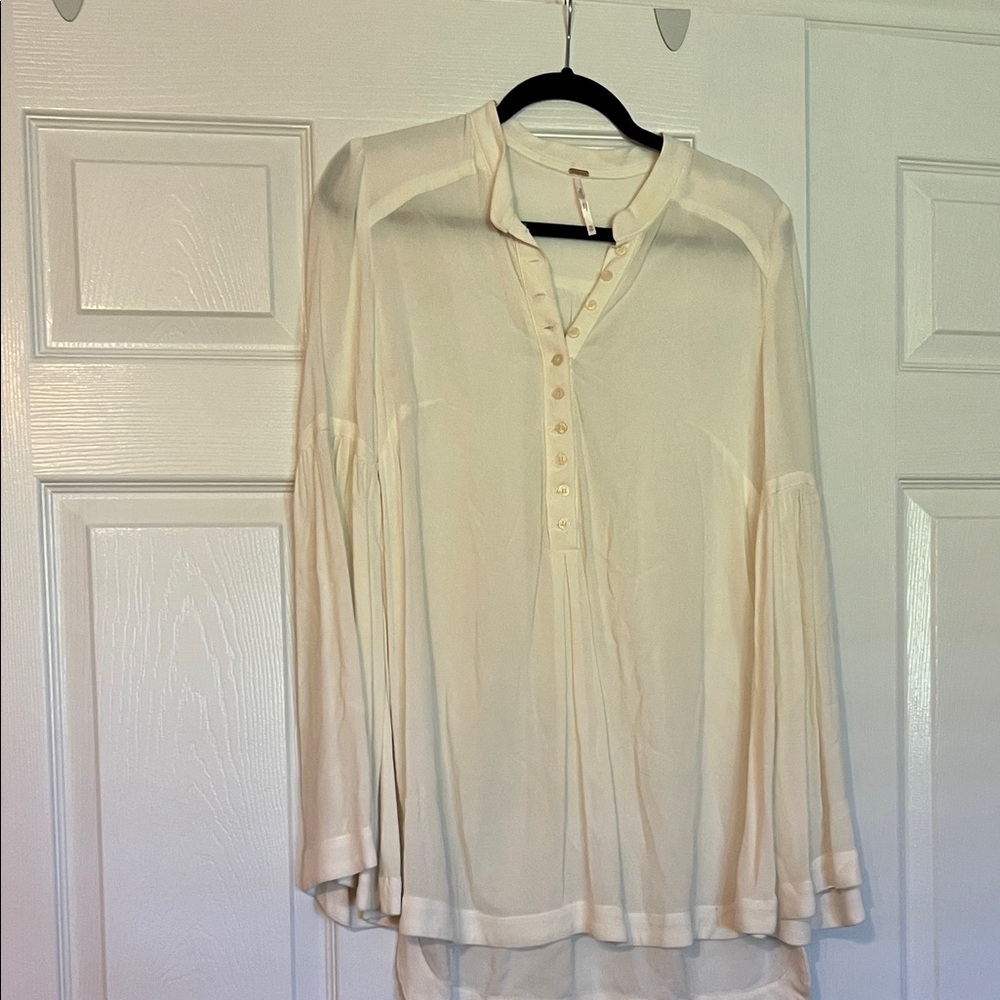 Free People Cream Button-Down Blouse - Picture 1 of 4